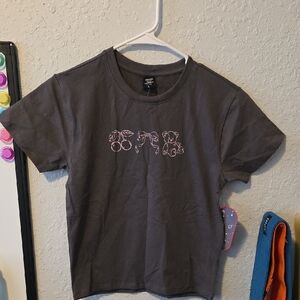 Active USA Charcoal Kids Tee with Pink Animal Design